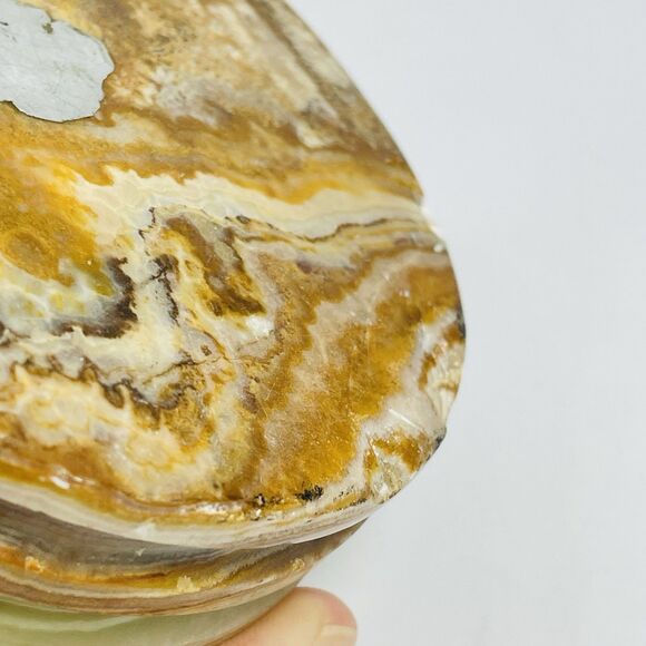 Stone Marble Onyx Green Brown Ashtray Trinket Dish Retro Heavy Vintage MCM 4in - Picture 11 of 12